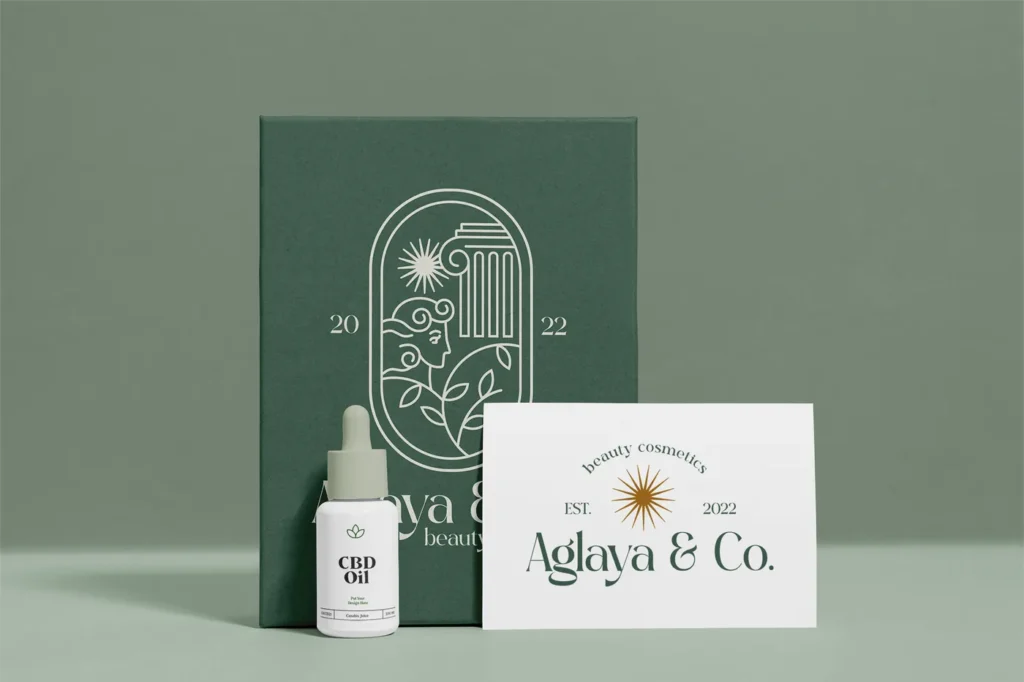 Identidad de marca para Aglaya & Co., cosmética y cuidado personal