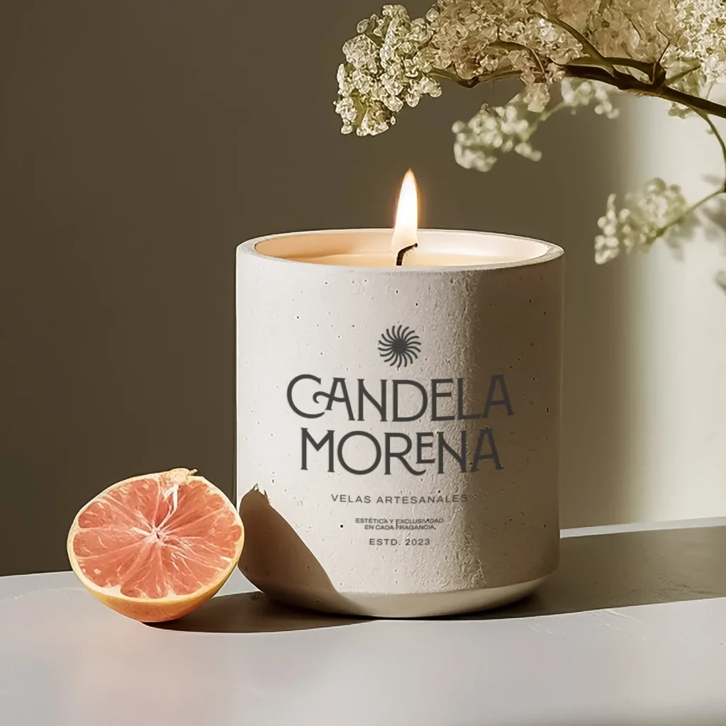 Identidad de marca para Candela Morena, velas artesanales